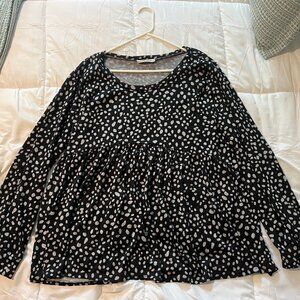 Long Sleeve Black & White Polka Dot top
